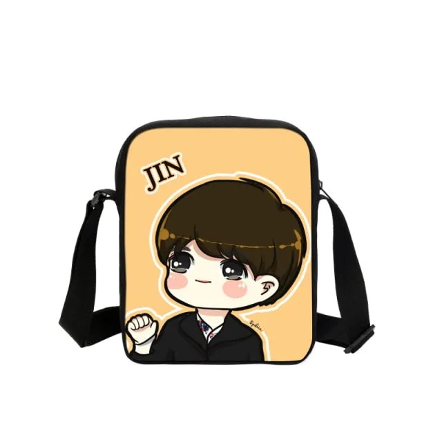 Korean B Bags Cute Cartoon Printing Messenger Bags With SUGA Rap Monster JIN J-HOPE JUNG KOOK JIMIN V Shoulder Bags Crossbody