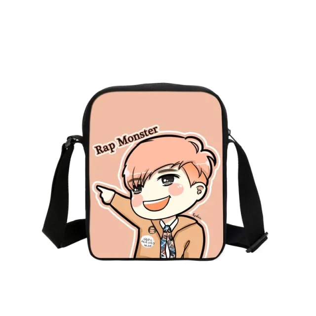 Korean B Bags Cute Cartoon Printing Messenger Bags With SUGA Rap Monster JIN J-HOPE JUNG KOOK JIMIN V Shoulder Bags Crossbody