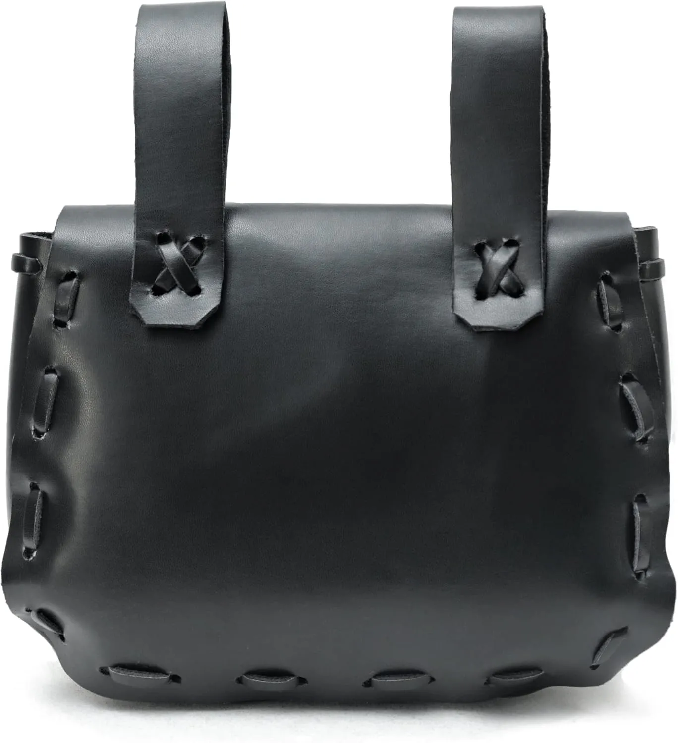 KUOIN Renaissance Belt Pouch, Women Medieval Waist Bag Ren Fest Faux Leather Costume Accessories (Black)