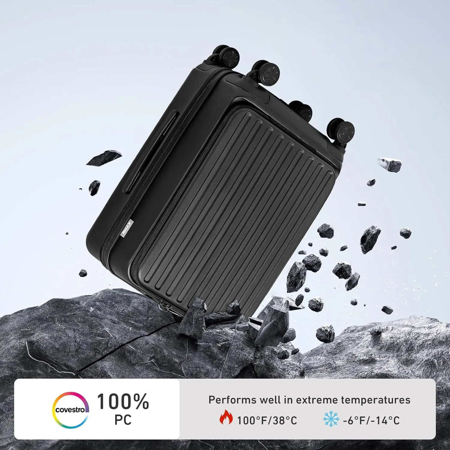 KYME 22-Inch Hardside Suitcase - Small Luggage, 100% PC Hard Shell with Laptop Compartment, TSA Lock, Double Wheels for Men & Women, Black