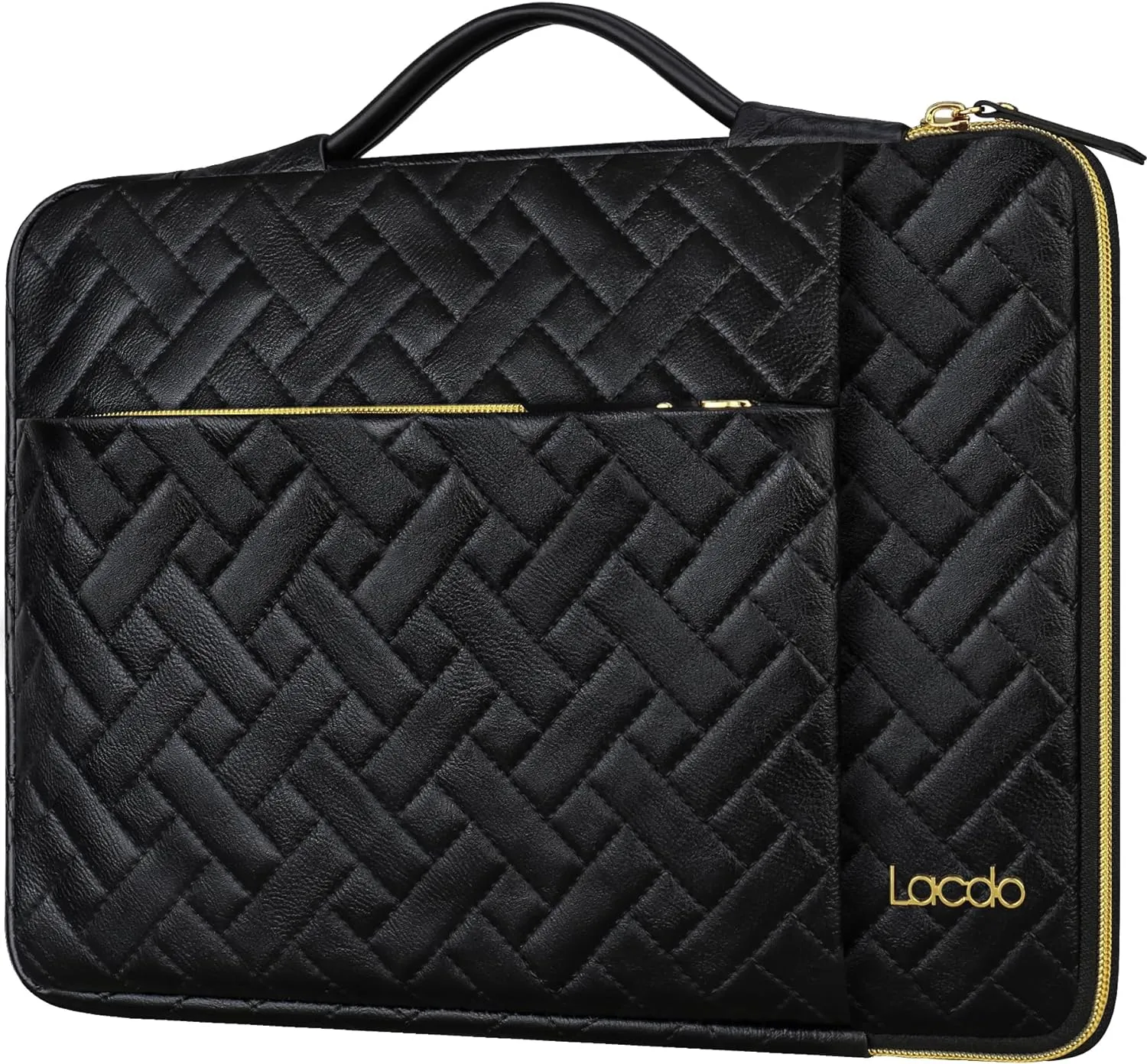 Lacdo 360° Protective Laptop Sleeve Case for 16 inch New MacBook Pro M4/M3/M2/M1 Pro/Max A3403 A3186 A2991 A2780 A2485 A2141 2024-2019, 15 inch Surface Laptop 7th Copilot PC Computer Bag,Elegant Black