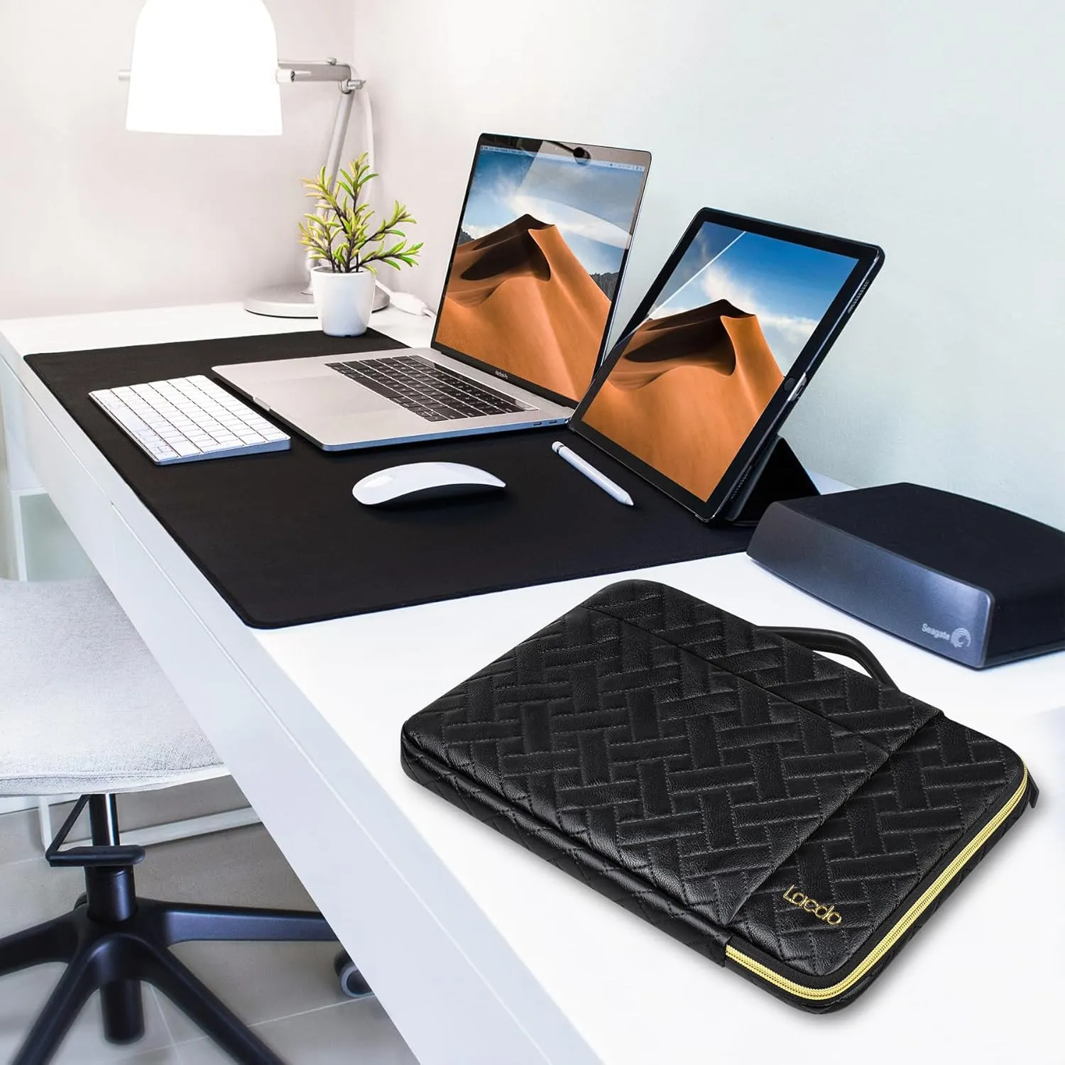 Lacdo 360° Protective Laptop Sleeve Case for 16 inch New MacBook Pro M4/M3/M2/M1 Pro/Max A3403 A3186 A2991 A2780 A2485 A2141 2024-2019, 15 inch Surface Laptop 7th Copilot PC Computer Bag,Elegant Black