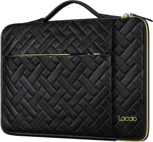 Lacdo 360° Protective Laptop Sleeve Case for 16 inch New MacBook Pro M4/M3/M2/M1 Pro/Max A3403 A3186 A2991 A2780 A2485 A2141 2024-2019, 15 inch Surface Laptop 7th Copilot PC Computer Bag,Elegant Black
