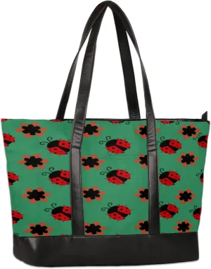 Ladybirds Flower Laptop Tote Bag for Women Lightweight Work Purse with Multiple Compartments Fits 13-15.6 Inch Laptop Tablet Shoulder Bag for Office Travel Daily Use
