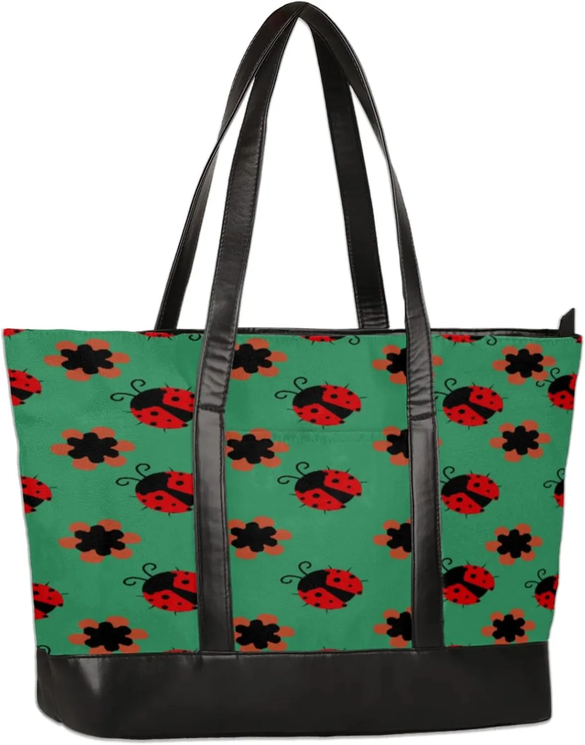 Ladybirds Flower Laptop Tote Bag for Women Lightweight Work Purse with Multiple Compartments Fits 13-15.6 Inch Laptop Tablet Shoulder Bag for Office Travel Daily Use
