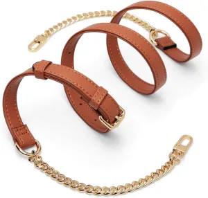 LAORENTOU Women's Leather Adjustable Chain Straps for Crossbody Bag Shoulder Purse Replacement Straps for Satchel Handbags