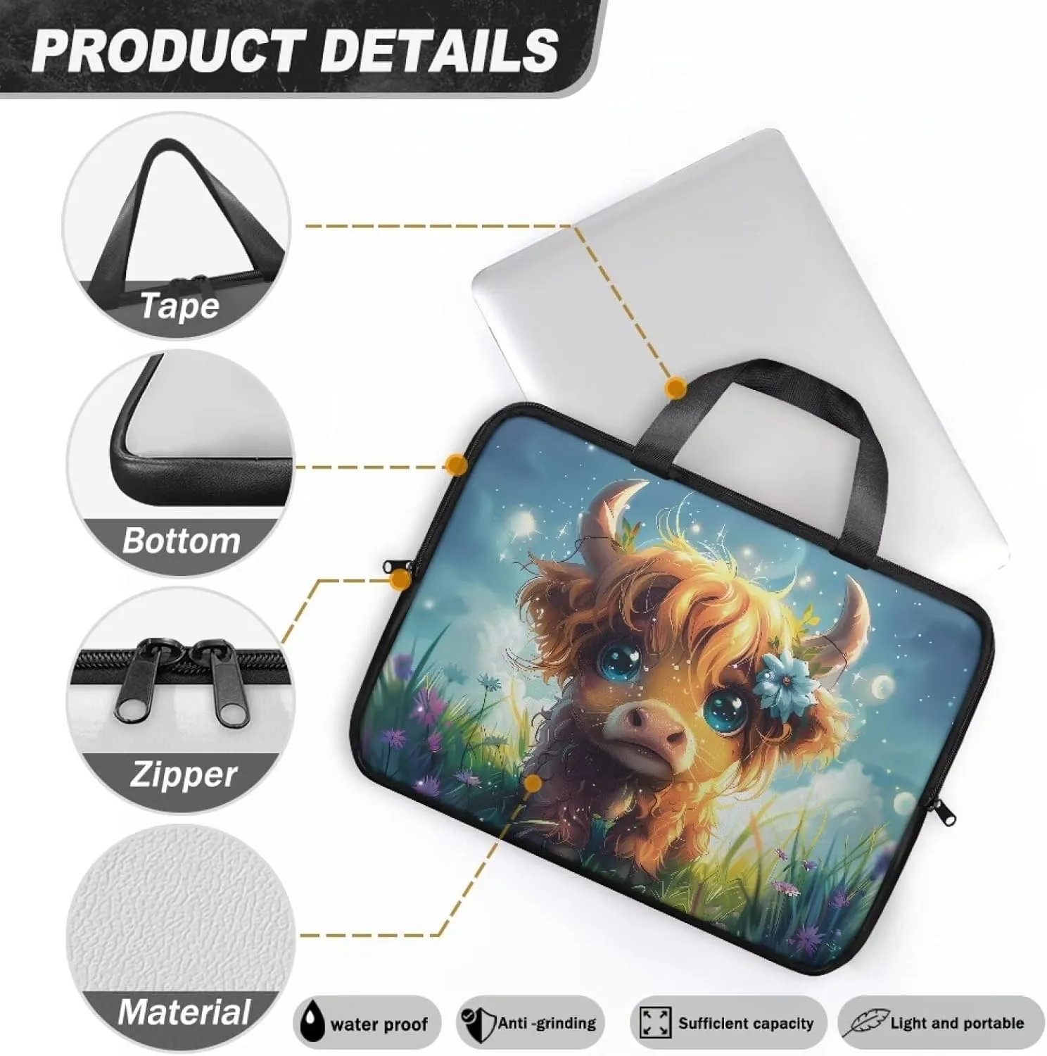 Laptop Bag Case Womens Mens Leather Laptop Sleeve Zipper Shockproof Computer Carrying Bag 10 Inch- 17 Inch