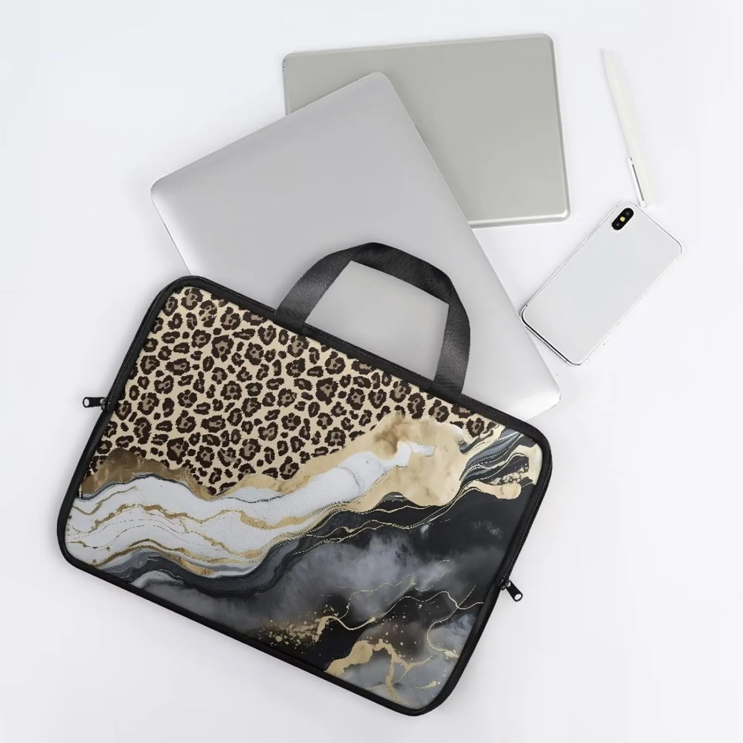 Laptop Bag Case Womens Mens Leather Laptop Sleeve Zipper Shockproof Computer Carrying Bag 10 Inch- 17 Inch