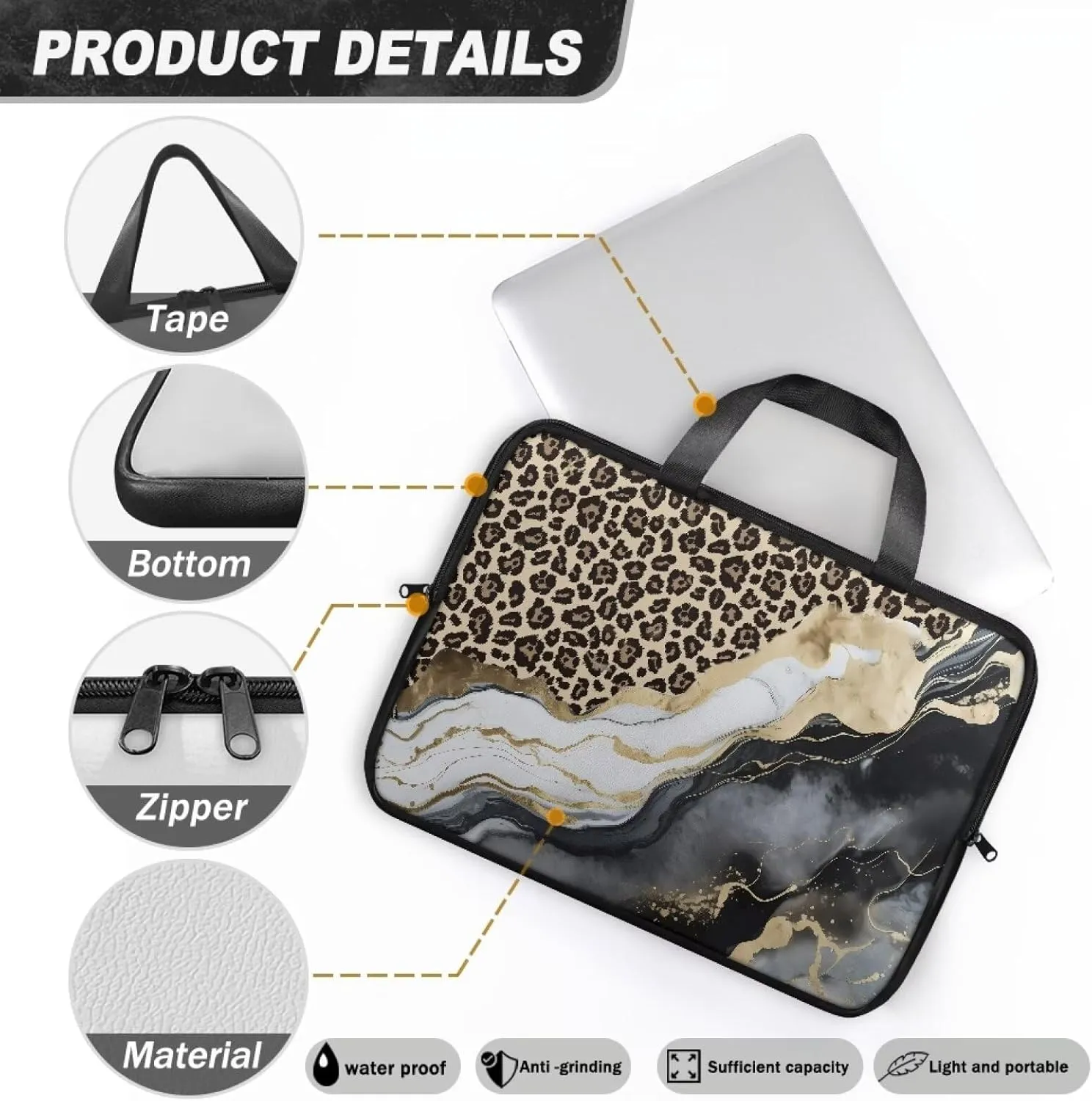 Laptop Bag Case Womens Mens Leather Laptop Sleeve Zipper Shockproof Computer Carrying Bag 10 Inch- 17 Inch