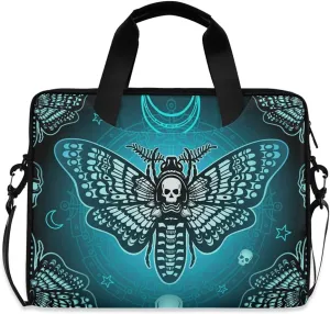 Laptop Bag for Women Men, Messenger Bag for 15 15.6 16 inch Laptop, Butterfly Skull Blue Laptop Tote Bag Briefcase
