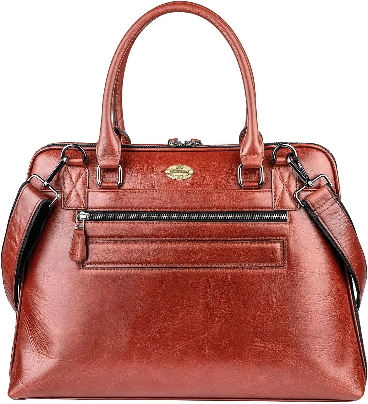 Laptop Messenger shoulder bag: Genuine Leather work Briefcase 13.3 15.6 inch designer handbag