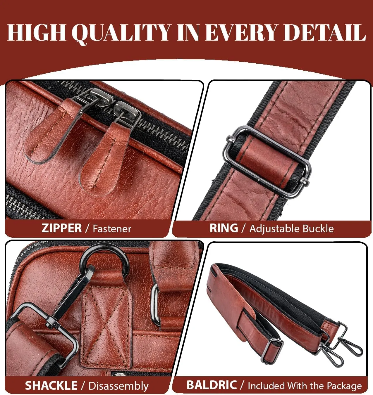 Laptop Messenger shoulder bag: Genuine Leather work Briefcase 13.3 15.6 inch designer handbag