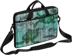 Laptop Shoulder Bag for Men Women Green Sea Turtle Ocean Theme Slim Briefcase Messenger Bag Waterproof 15.6 Inch Laptop Bag Carrying Case Fit 14-15.6 Inch Notebook Computer Tablet