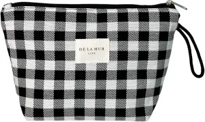 Large Checkered Travel Makeup Bag for Women – Black & White Cosmetic Organizer for Toiletries, Skincare & Beauty – Durable Travel Size Toiletry Pouch – Made in Barcelona, Spain