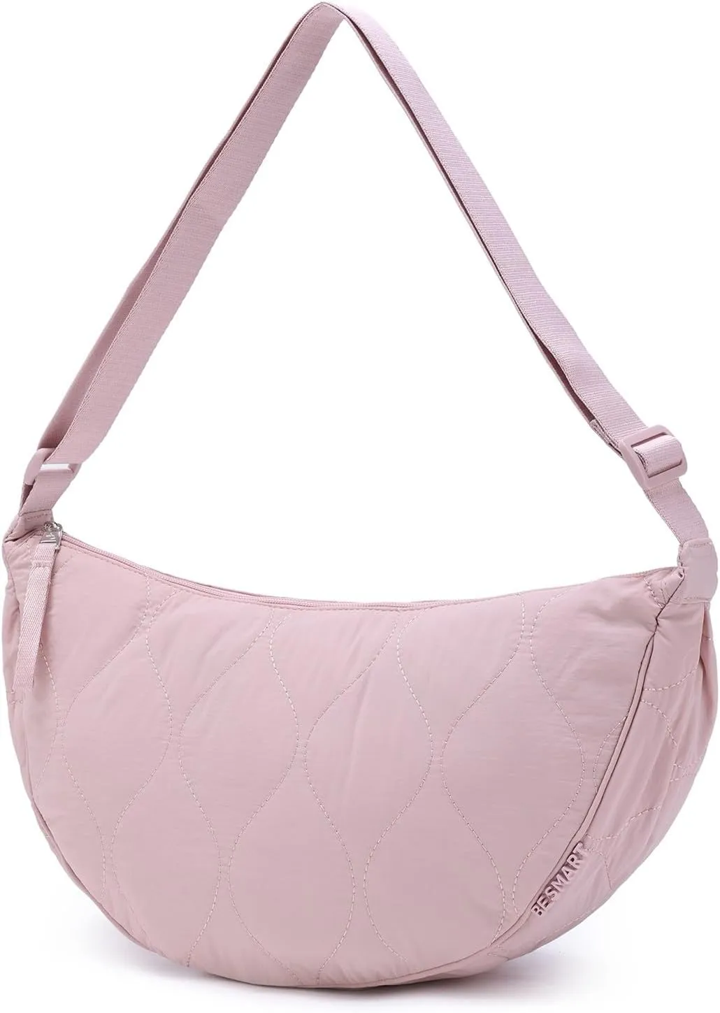 Large Quilted Crescent Bag for Women,Nylon Crossbody Bag，Sling Tote Bag Hobo Bags Moon Handbag Purse Shoulder Bag