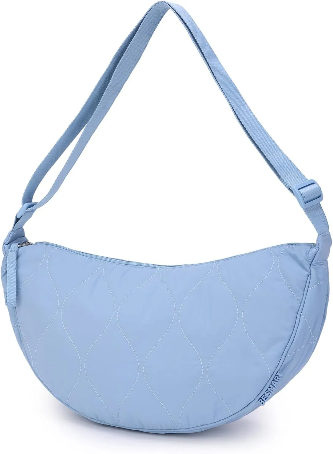 Large Quilted Crescent Bag for Women,Nylon Crossbody Bag，Sling Tote Bag Hobo Bags Moon Handbag Purse Shoulder Bag