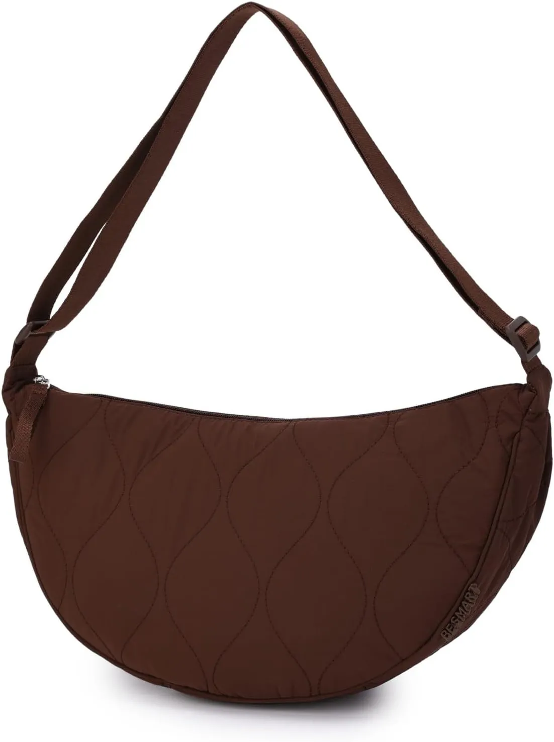 Large Quilted Crescent Bag for Women,Nylon Crossbody Bag，Sling Tote Bag Hobo Bags Moon Handbag Purse Shoulder Bag
