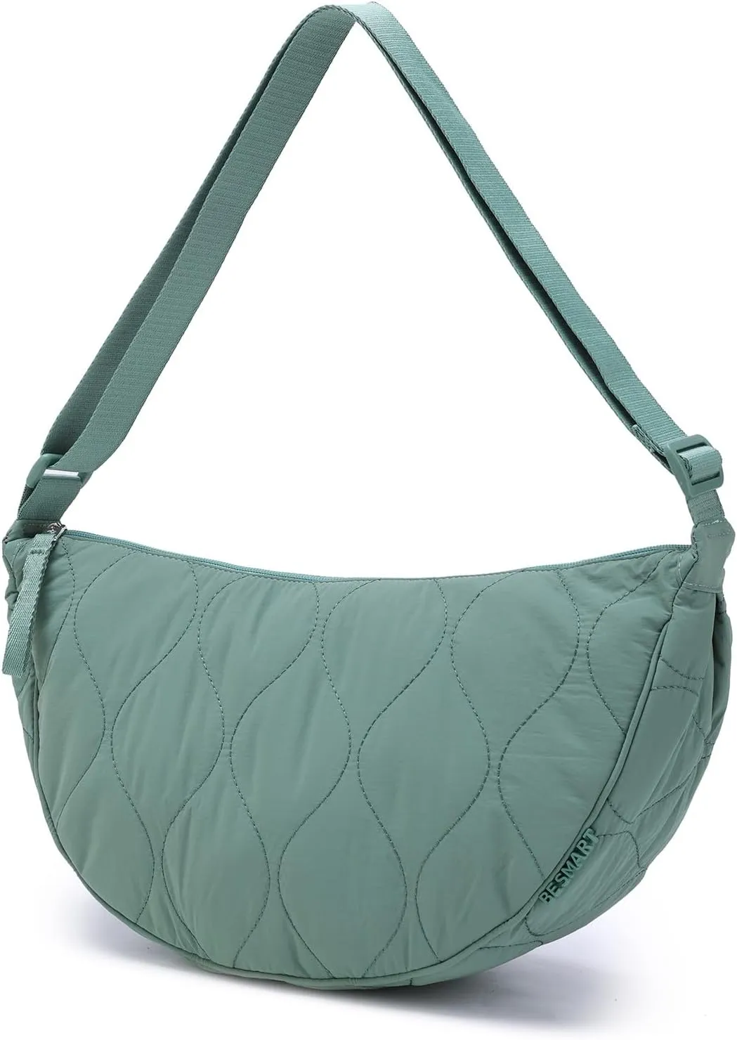 Large Quilted Crescent Bag for Women,Nylon Crossbody Bag，Sling Tote Bag Hobo Bags Moon Handbag Purse Shoulder Bag