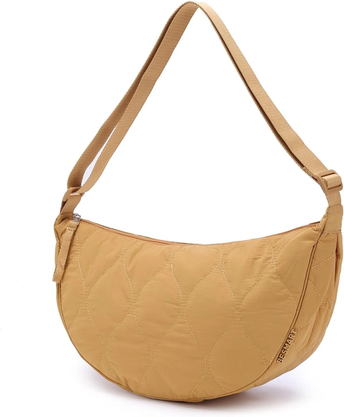 Large Quilted Crescent Bag for Women,Nylon Crossbody Bag，Sling Tote Bag Hobo Bags Moon Handbag Purse Shoulder Bag