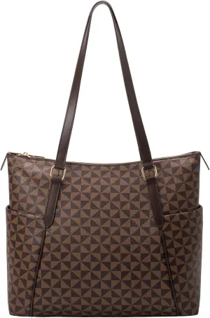 Large Tote Bag for Women, Designer PU Leather Shoulder Purse Handbag for Travel Work Shopping