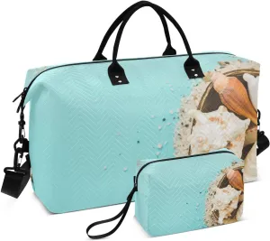 Large Travel Duffel Bag, Coconut Shell Sports Tote Gym Bag, Shoulder Weekender Overnight Bag for Women Men, Carry On Luggage with Toiletry Bags
