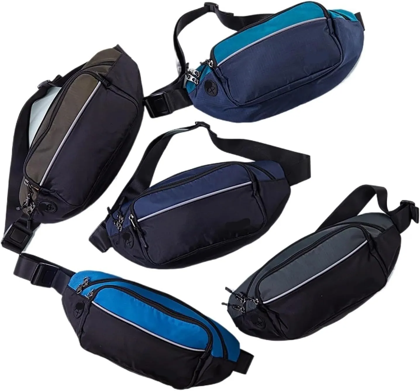 Large Waist Packs Women Men Fashion Crossbody Belt Bags Hiking Running Walking(Black gray)