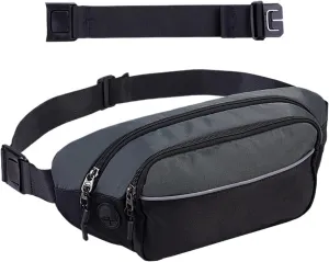 Large Waist Packs Women Men Fashion Crossbody Belt Bags Hiking Running Walking(Black gray)