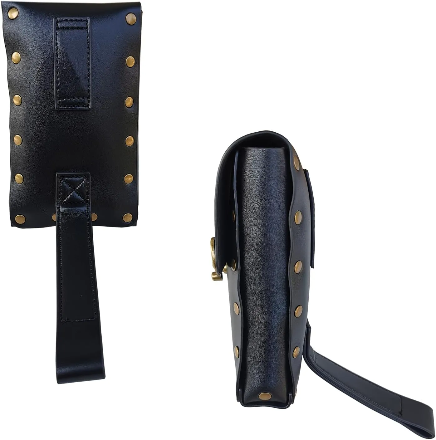 Larswon Renaissance Leg Harness Bag - Synthetic Leather Belt Bag for Women - Black
