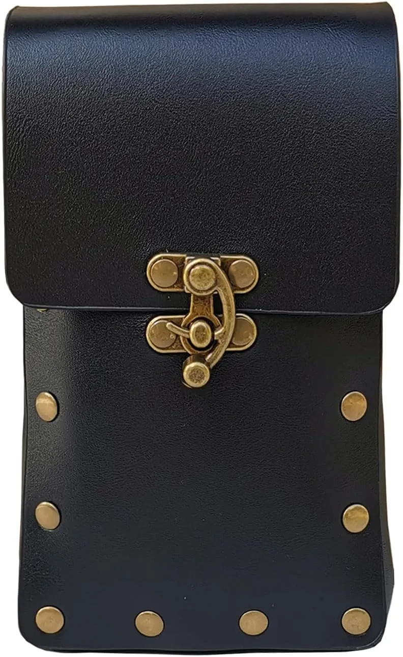 Larswon Renaissance Leg Harness Bag - Synthetic Leather Belt Bag for Women - Black