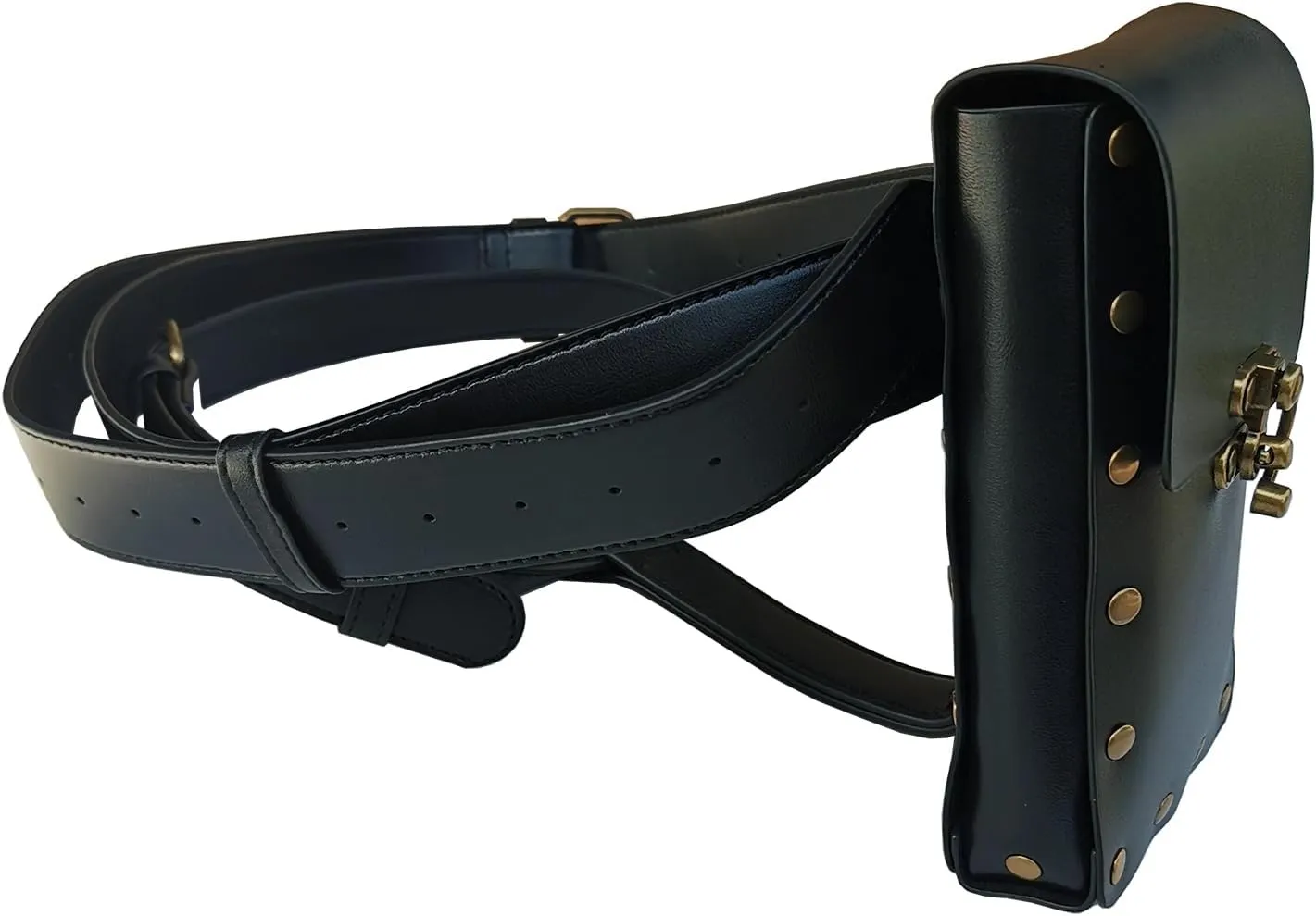 Larswon Renaissance Leg Harness Bag - Synthetic Leather Belt Bag for Women - Black