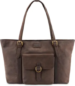 LEABAGS Verona Shopper I Genuine buffalo leather handbag for women, vintage look I Laptop up to 15 inches I Shoulder bag