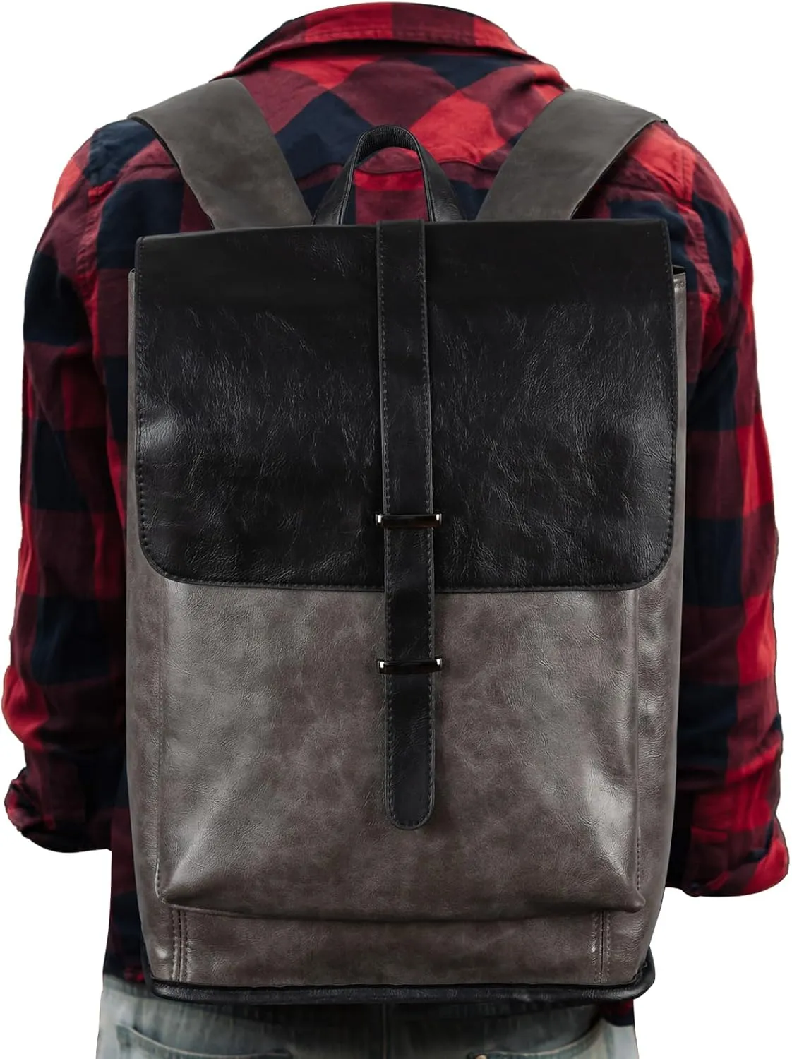 Leather Backpack Vintage Laptop Backpack for Women Men Faux Leather Backpack Purse for Travel Daypack