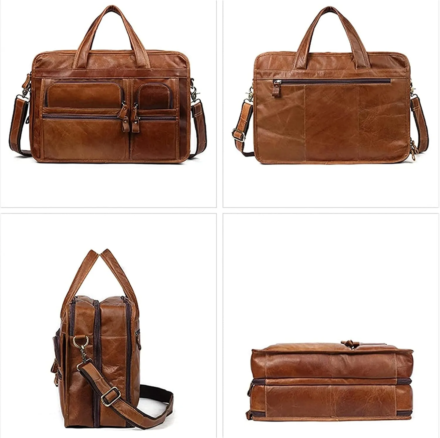 Leather Briefcase for Men 15.6inch Laptop Bag Large Shoulder Messenger Bag Computer Crossbody Handbag