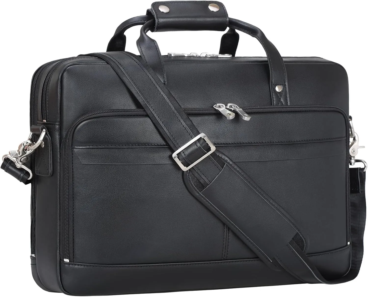 Leather Briefcase for Men 17 Inch Laptop Crossbody Shoulder Messenger Bag Attache Case for Business Travel Work Lawyer