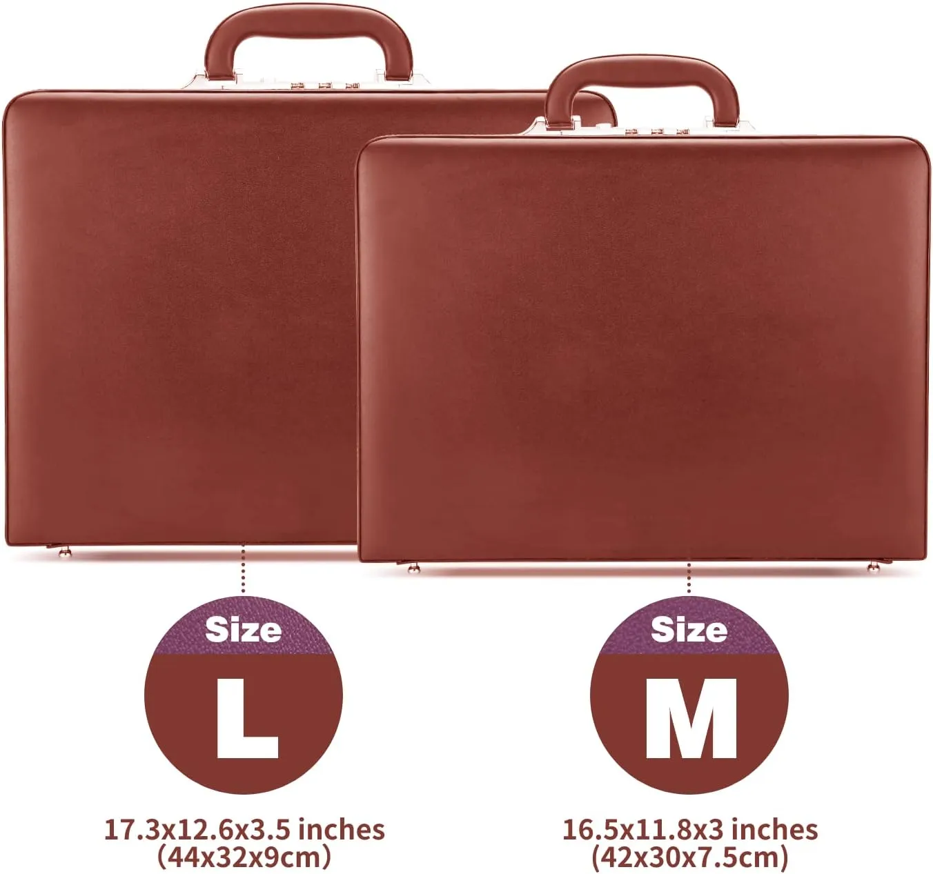 Leather Briefcase for Men Business, Hard Shell Classic Attache Case with Combination Lock, Fits 16 Inch Laptop, Brown