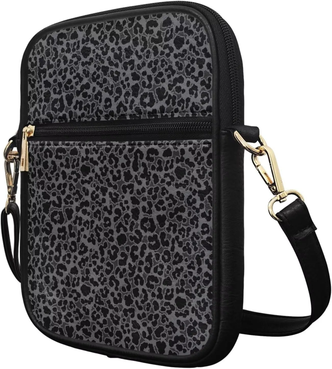Leather Crossbody Bag for Women Men Small Cell Phone Bag Casual Body Cross Purse with Zipper Closure for Outdoor