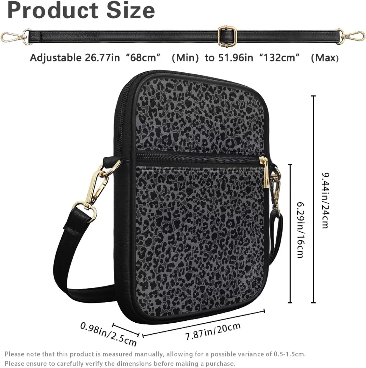 Leather Crossbody Bag for Women Men Small Cell Phone Bag Casual Body Cross Purse with Zipper Closure for Outdoor