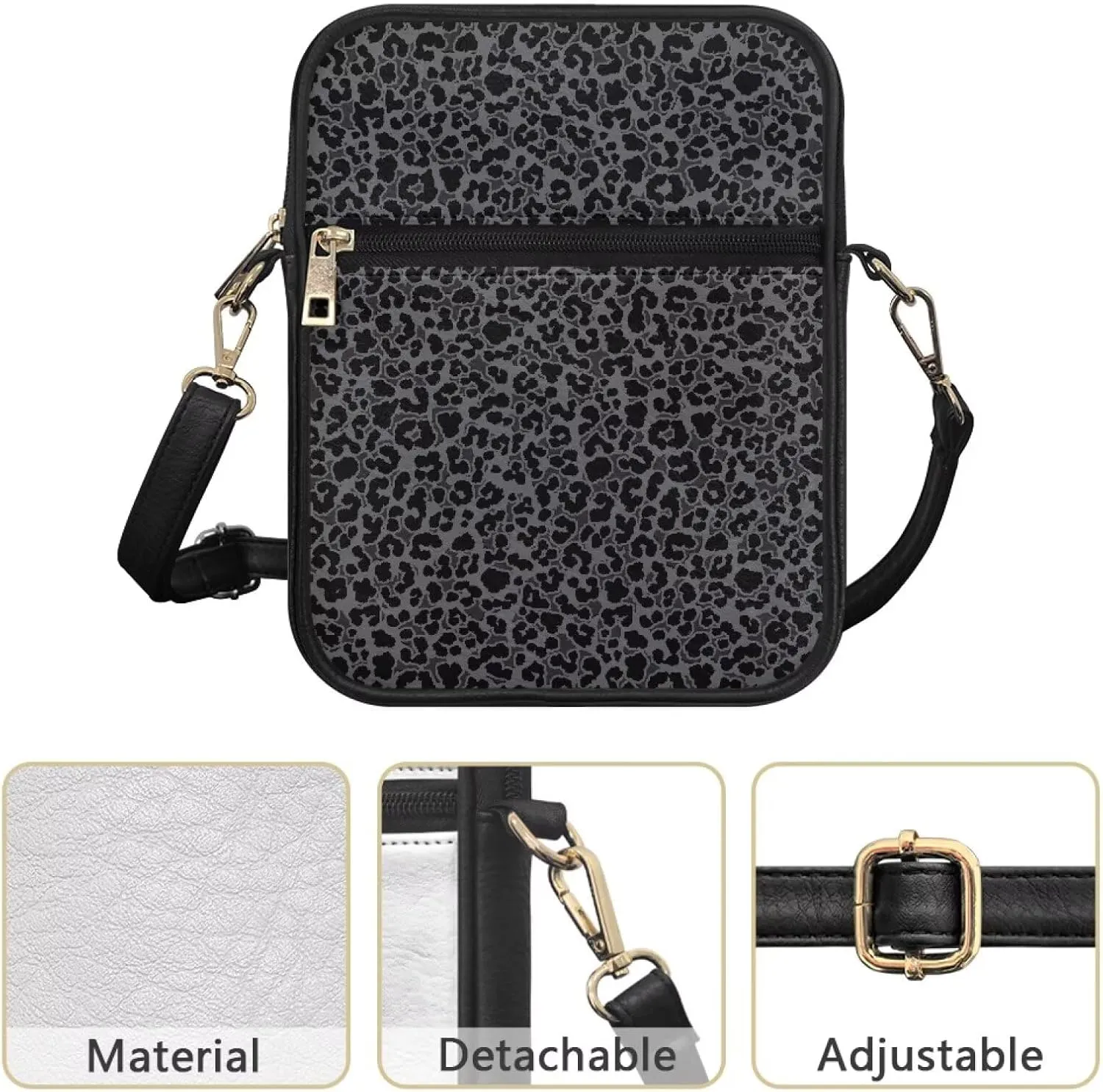 Leather Crossbody Bag for Women Men Small Cell Phone Bag Casual Body Cross Purse with Zipper Closure for Outdoor