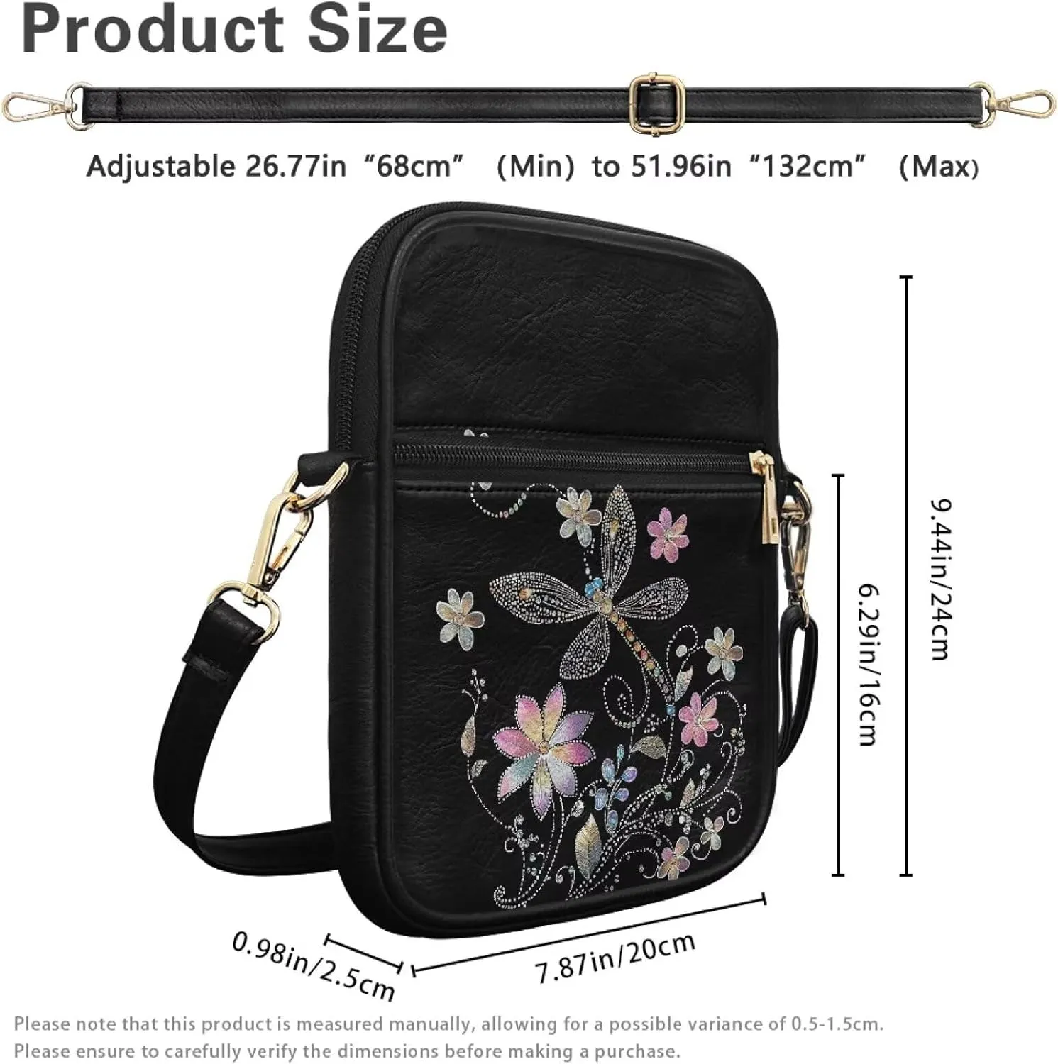 Leather Crossbody Bag for Women Men Small Crossbody Bag Portable Wallet Purse with Zipper for Shopping Working