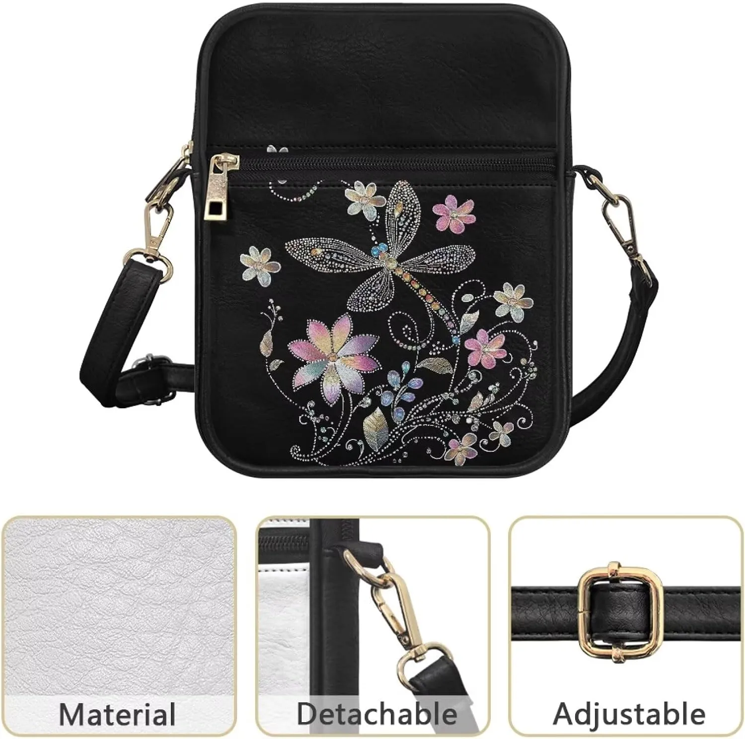 Leather Crossbody Bag for Women Men Small Crossbody Bag Portable Wallet Purse with Zipper for Shopping Working
