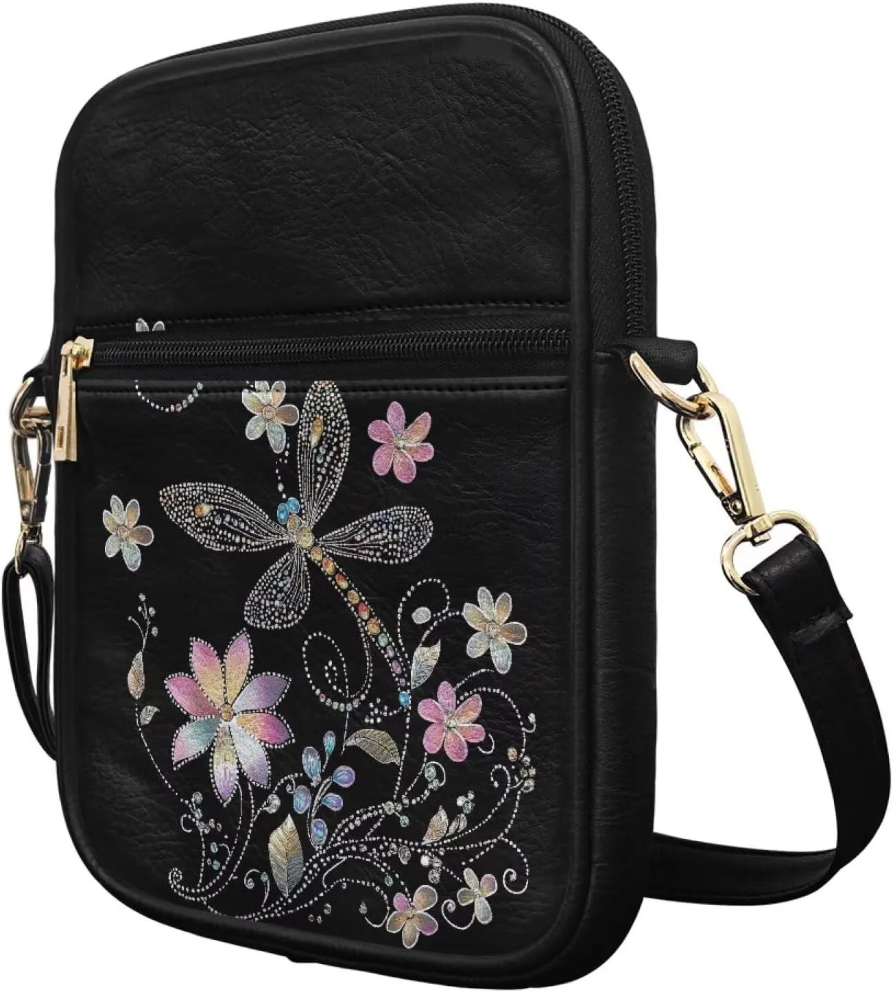 Leather Crossbody Bag for Women Men Small Crossbody Bag Portable Wallet Purse with Zipper for Shopping Working