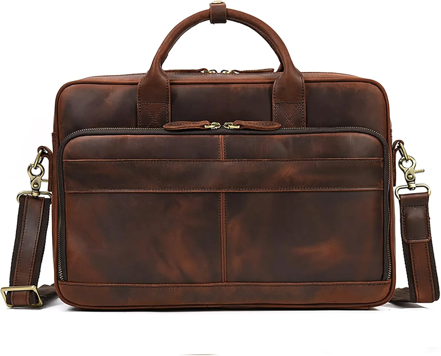 Leather Handbag for Men Vintage Travel Messenger Bag 14 inch laptop Briefcase Shoulder Bags