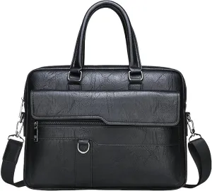 leather Laptop Bag for Men 16.1 inch,Premium Laptop Briefcase Fits,onvertible Computer Bag Handbags Shoulder Crossbody Bag (Black)