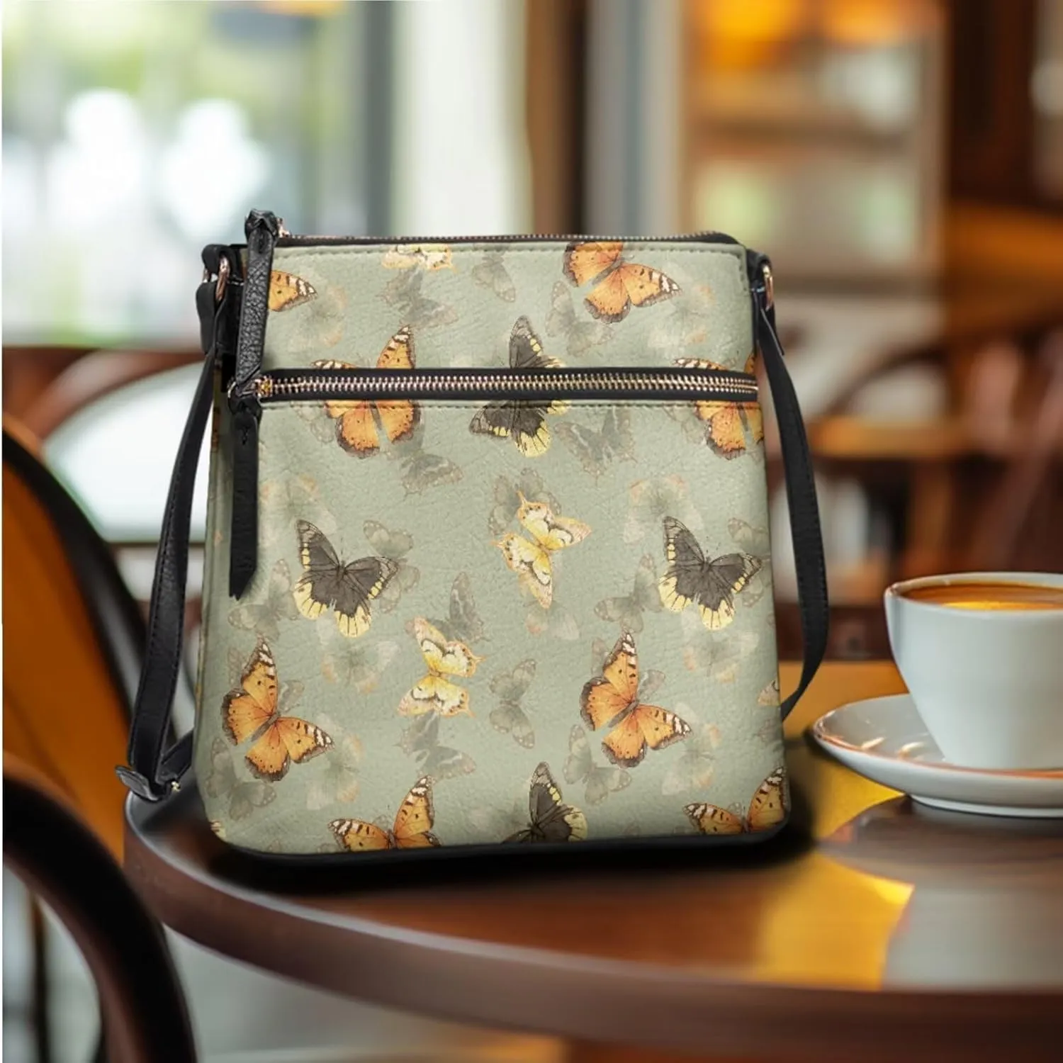 Leather Purses 2Pcs, Fashion Shoulder Bag with Belt Wallet Set of 2 Lightweight & Portable for Independence Day