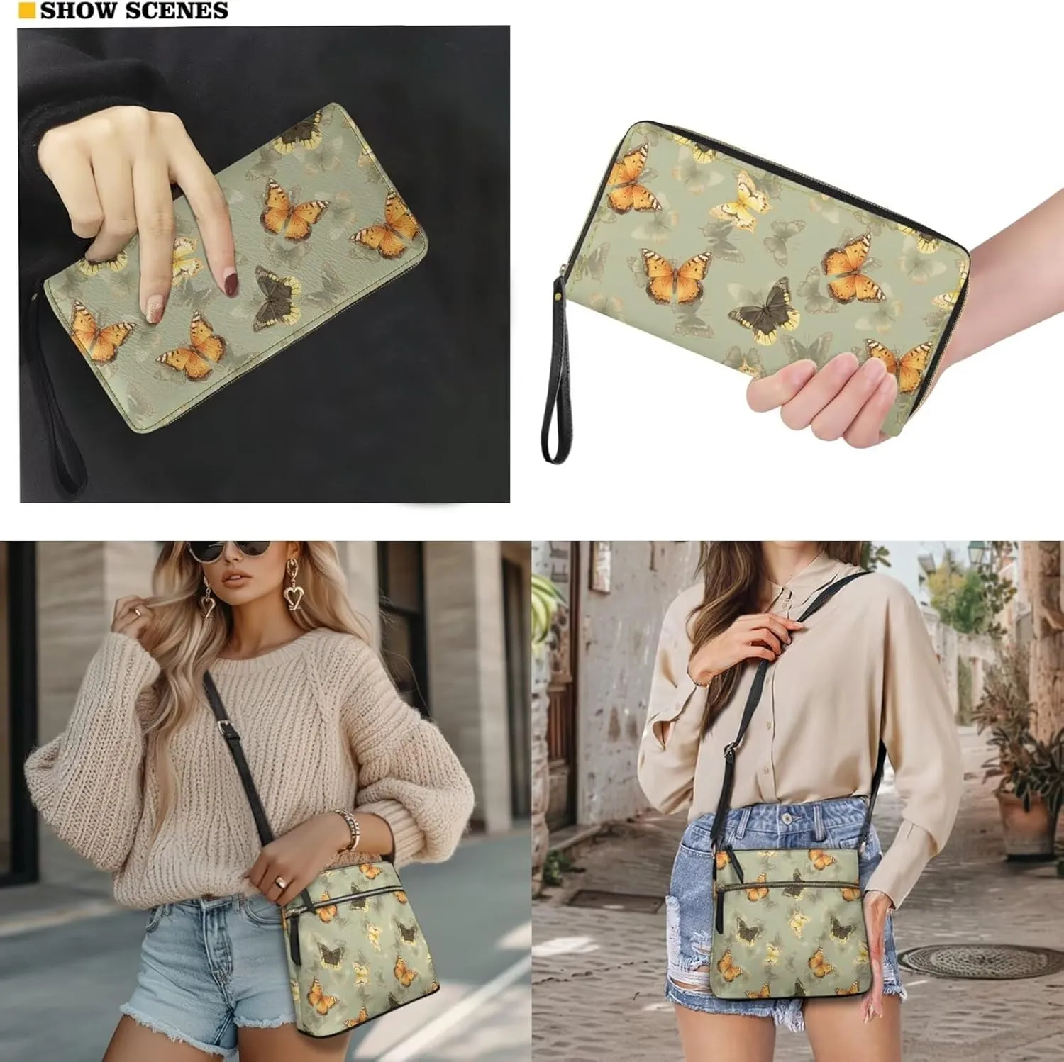 Leather Purses 2Pcs, Fashion Shoulder Bag with Belt Wallet Set of 2 Lightweight & Portable for Independence Day