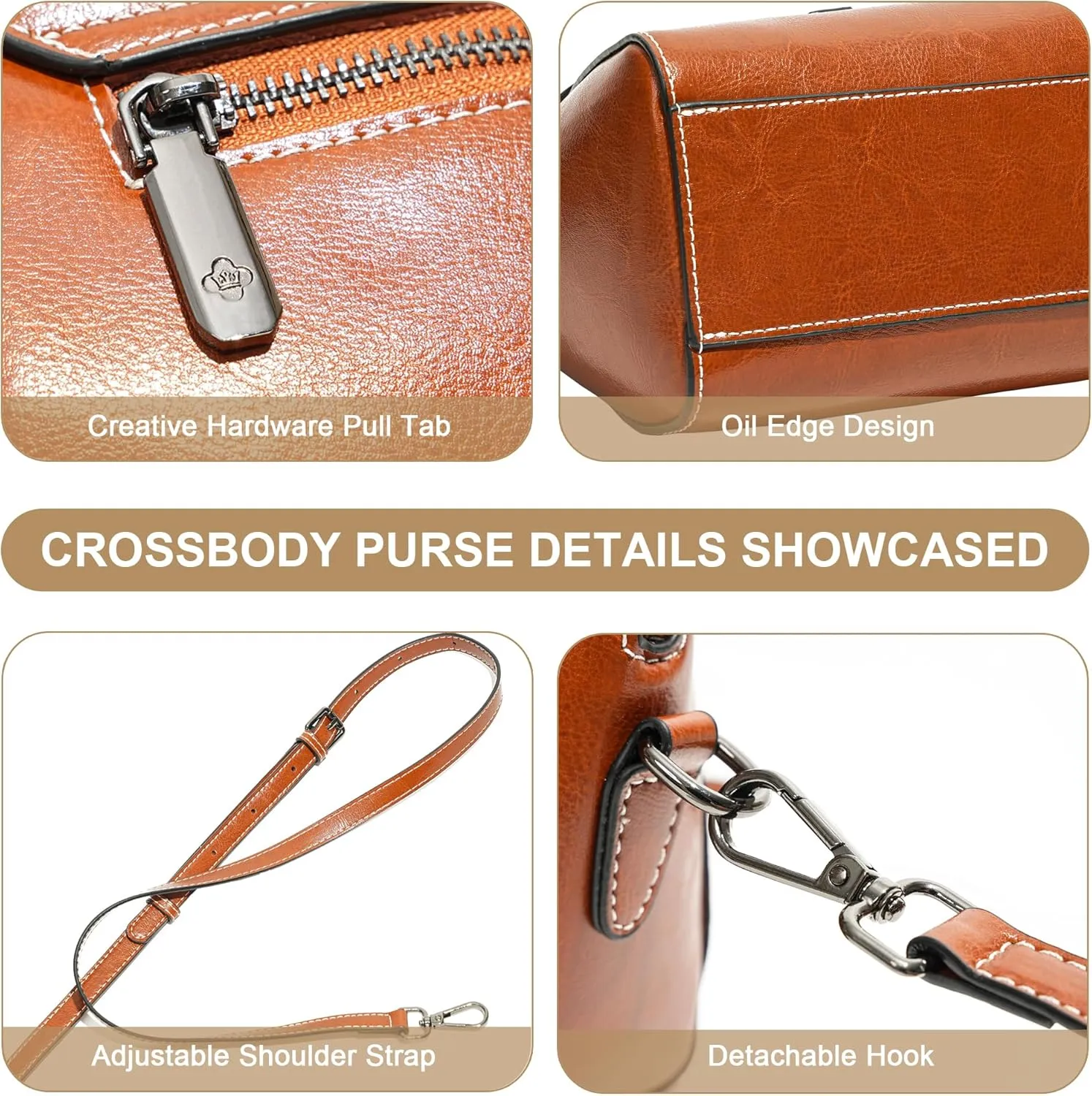 Leather Small Crossbody Bags for Women Shoulder Shell Bag Large Capacity Cell Phone Bag Adjustable Shoulder Strap