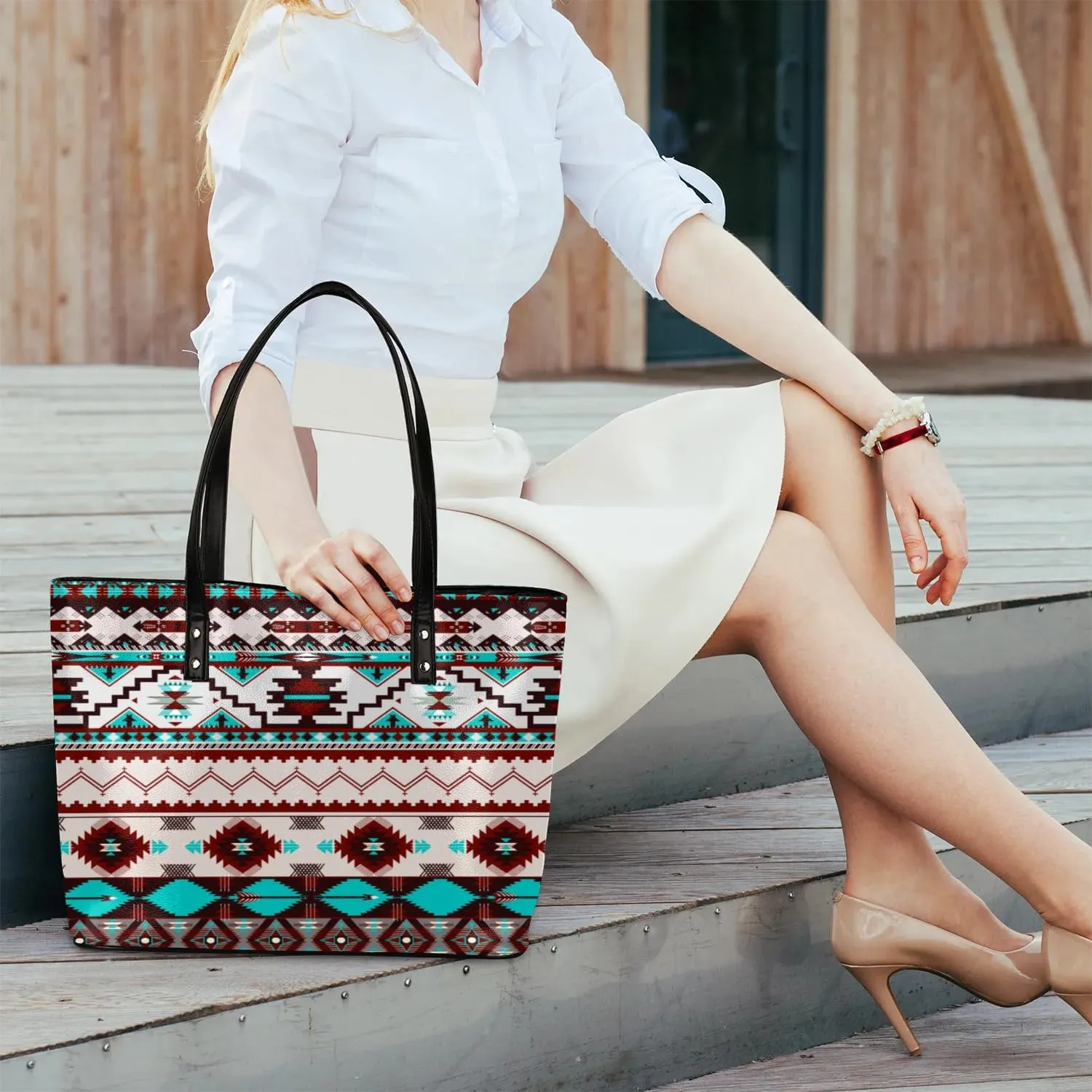 Leather Tote Bag for Women Handbags Laptop Shoulder Bag Large Tote Purse for Work Shopping Travel