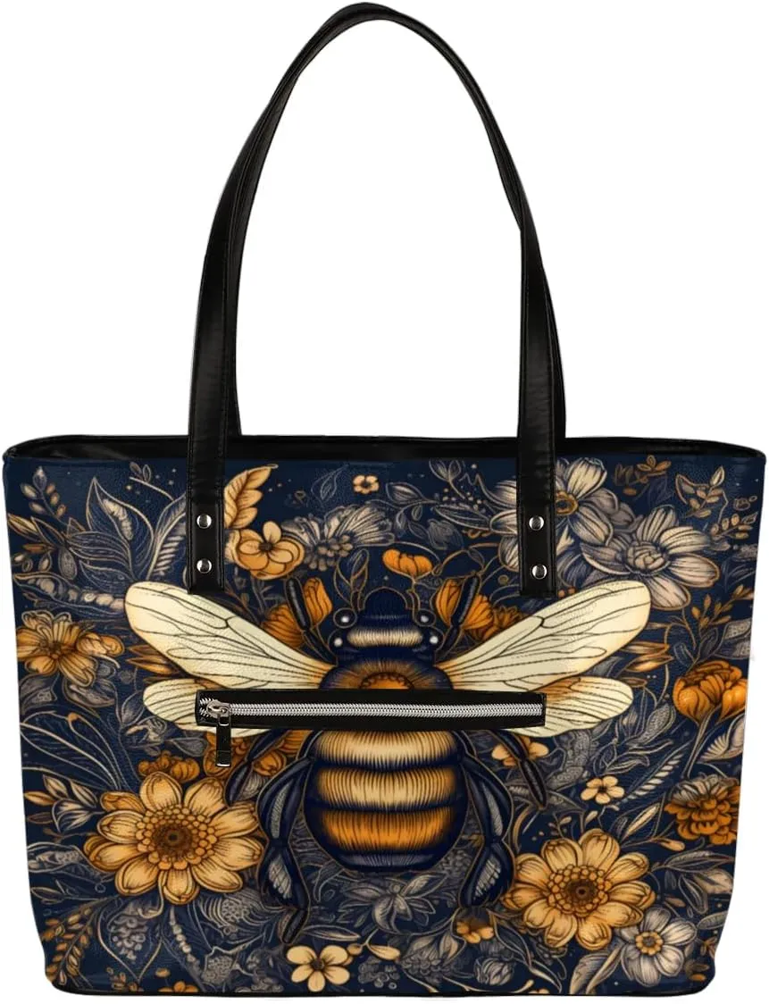 Leather Tote Bag for Women Handbags Laptop Shoulder Bag Large Tote Purse for Work Shopping Travel