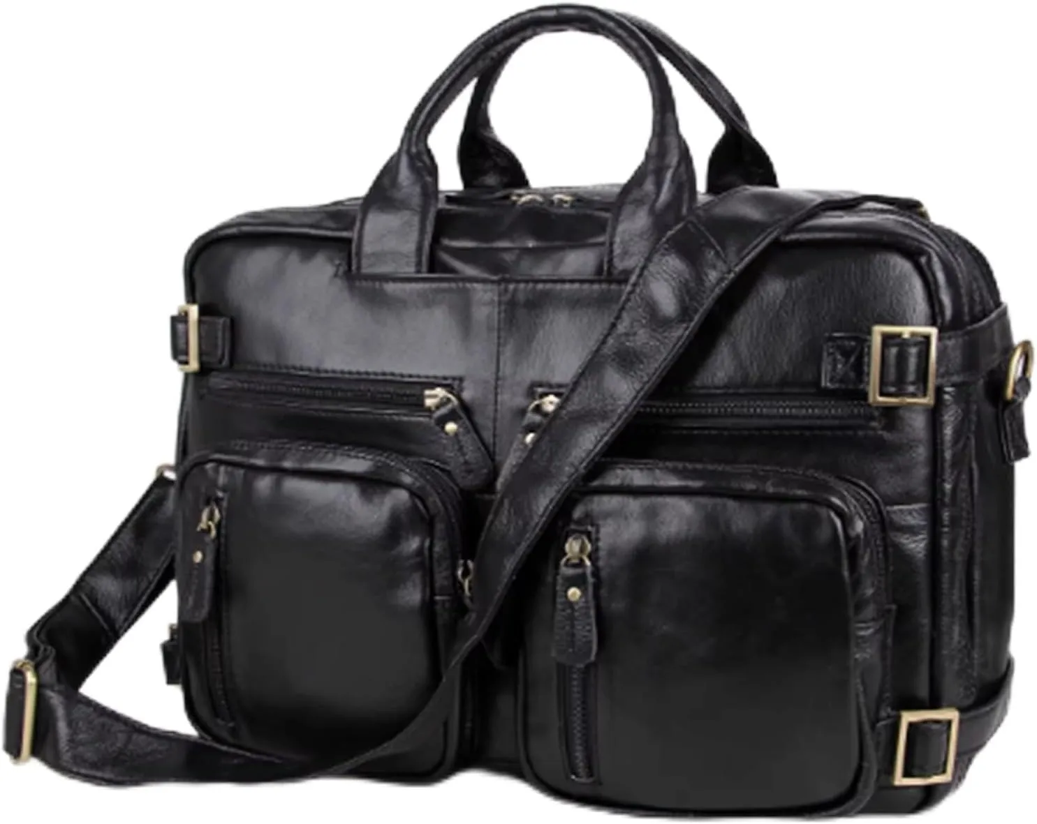 Leathers suitcase Bag, Messenger Crossbody Bag for Men and Women, large capacity, Waterproof Travel Versatile Work Bag, for Office Business College, 15.5in