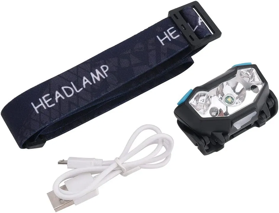 LED Head Torch 5 Modes USB Rechargeable Headlamp Headlight Super Bright Waterproof Lightweight Comfortable for Camping, Fishing, Jogging, Running, Hiking